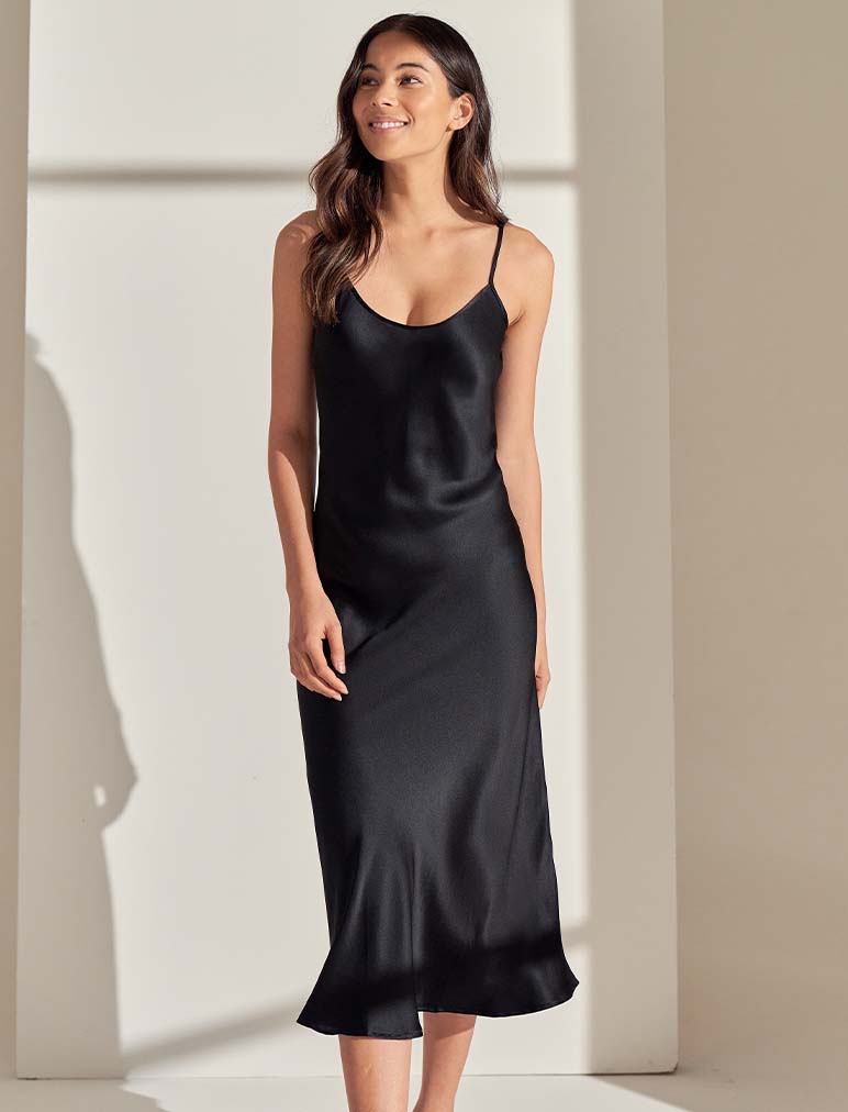 Papinelle  Black Silk Bias Slip – Papinelle Sleepwear-NZ