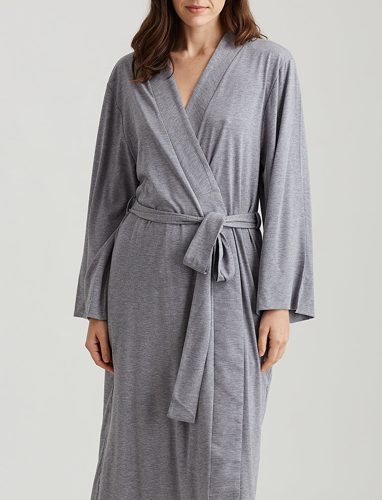 Maternity nightie in organic cotton mix, grey marl, La Redoute Collections