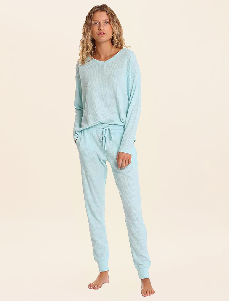 Super Soft Waffle Jogger in Aqua