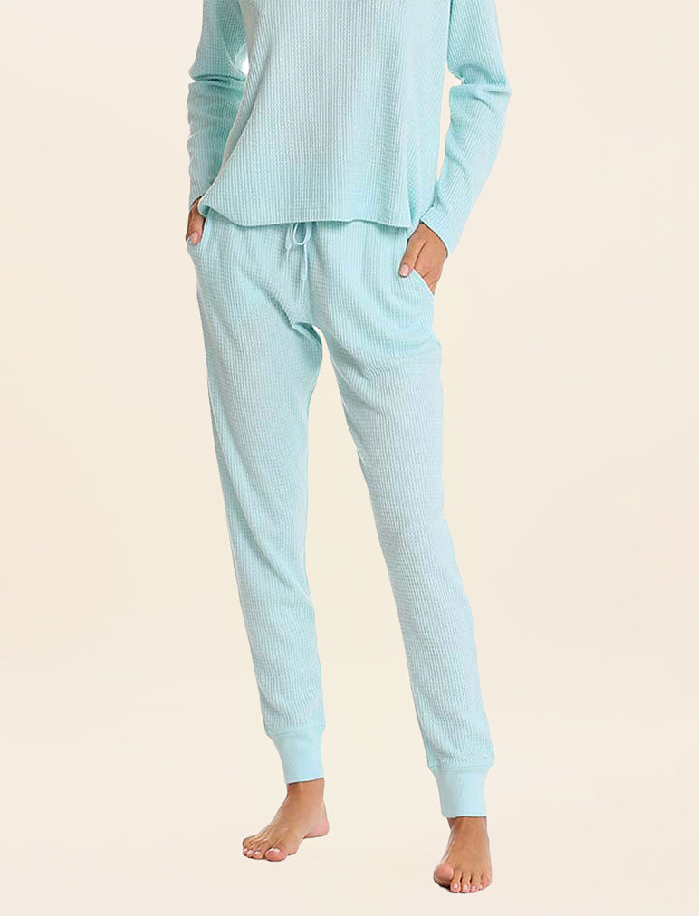 Super Soft Waffle Jogger in Aqua