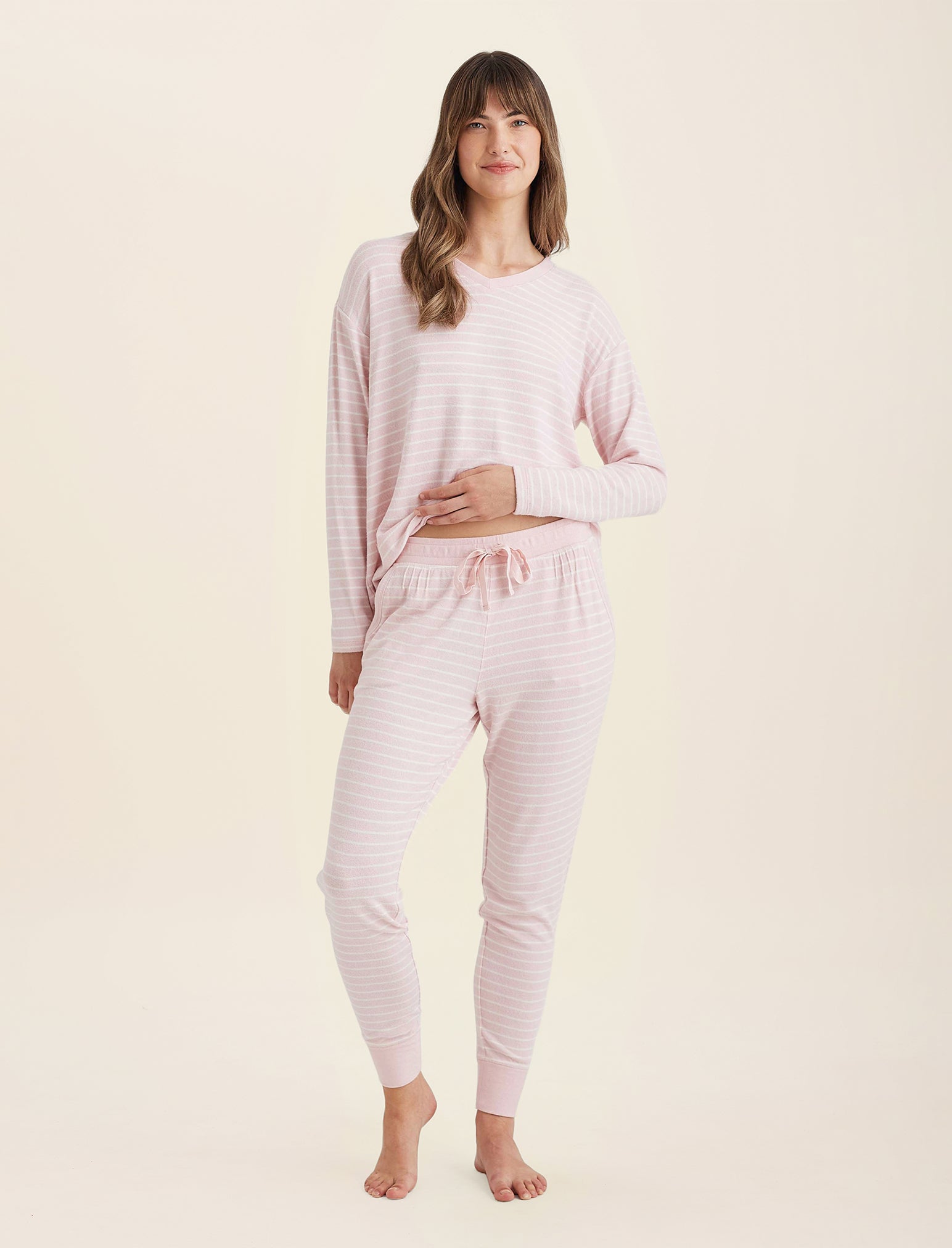 Feather Soft V-Neck Long Sleeve Top and Jogger