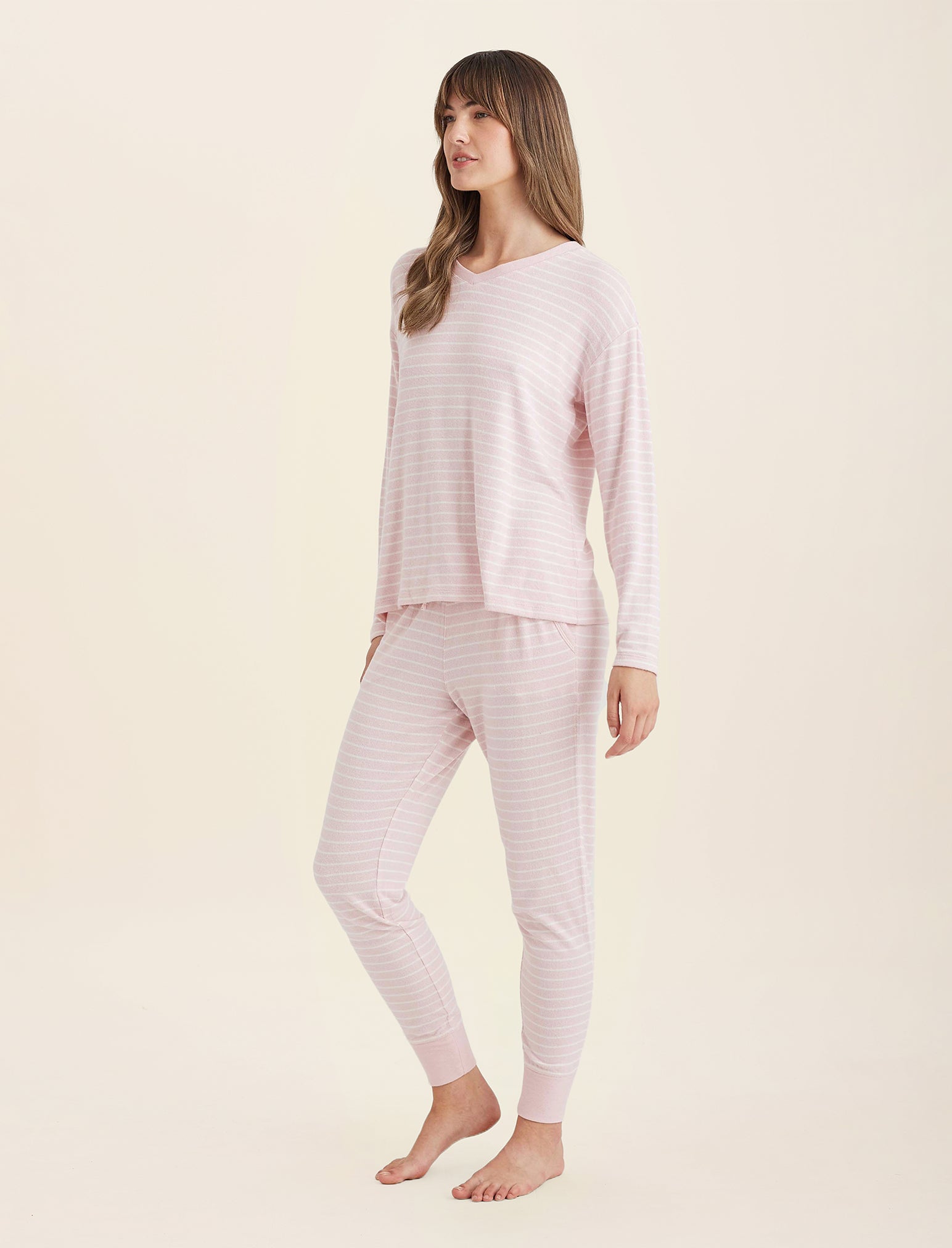 Feather Soft V-Neck Long Sleeve Top and Jogger