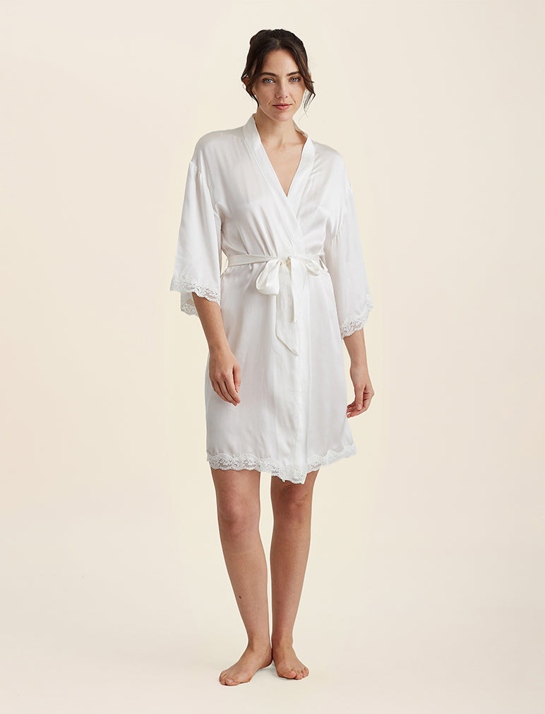 Camille Silk Lace Short Robe