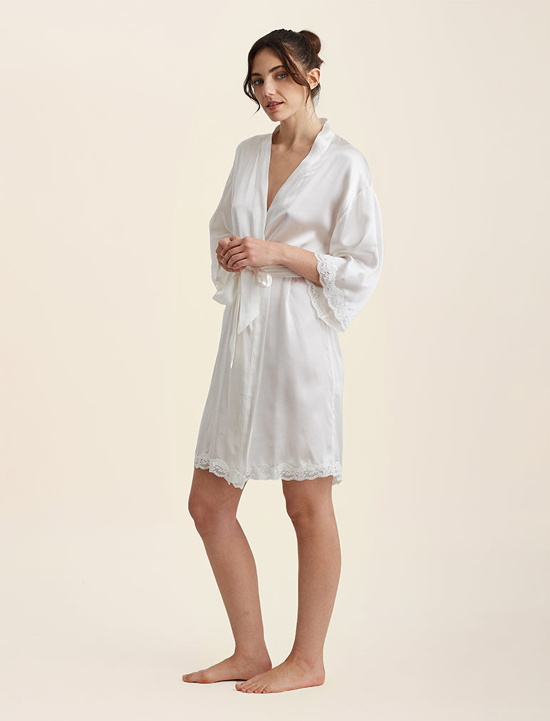 Camille Silk Lace Short Robe