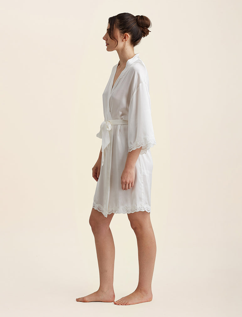 Camille Silk Lace Short Robe