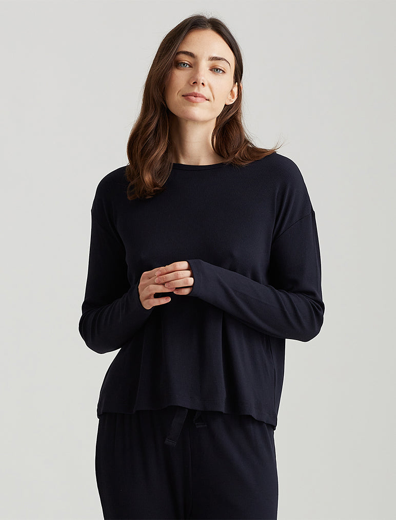 Luxe Rib Modal Boxy Long Sleeve Tee