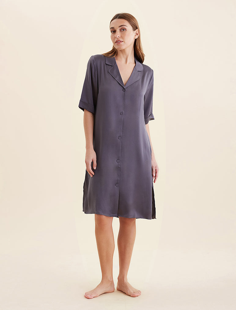 Audrey Washable Silk Short Sleeve Nightshirt