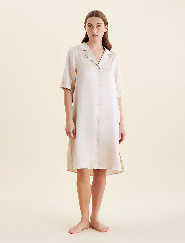 Audrey Washable Silk Short Sleeve Nightshirt