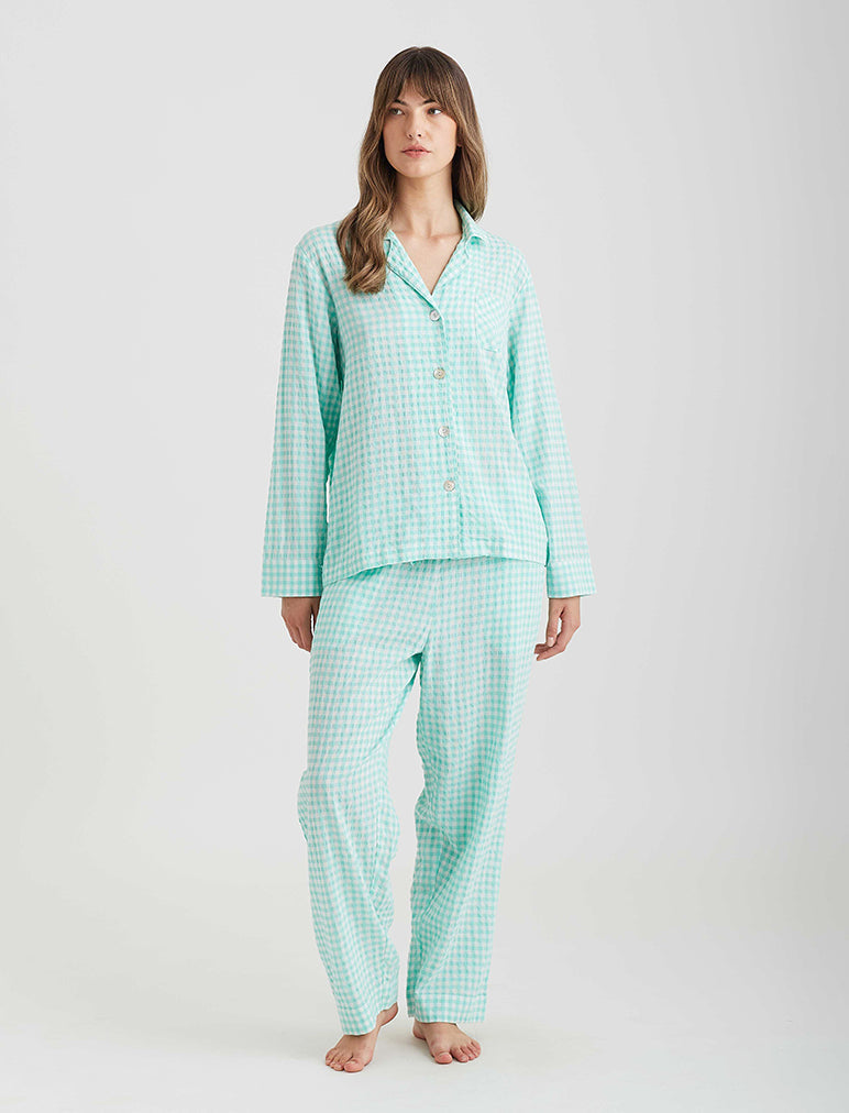 Seersucker Gingham PJ Set