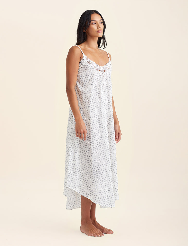 Swiss Dot Lace Front Maxi Nightie