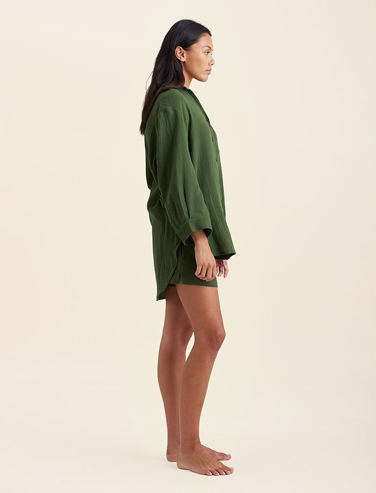 Ashley Textured Cotton Oversized Shirt