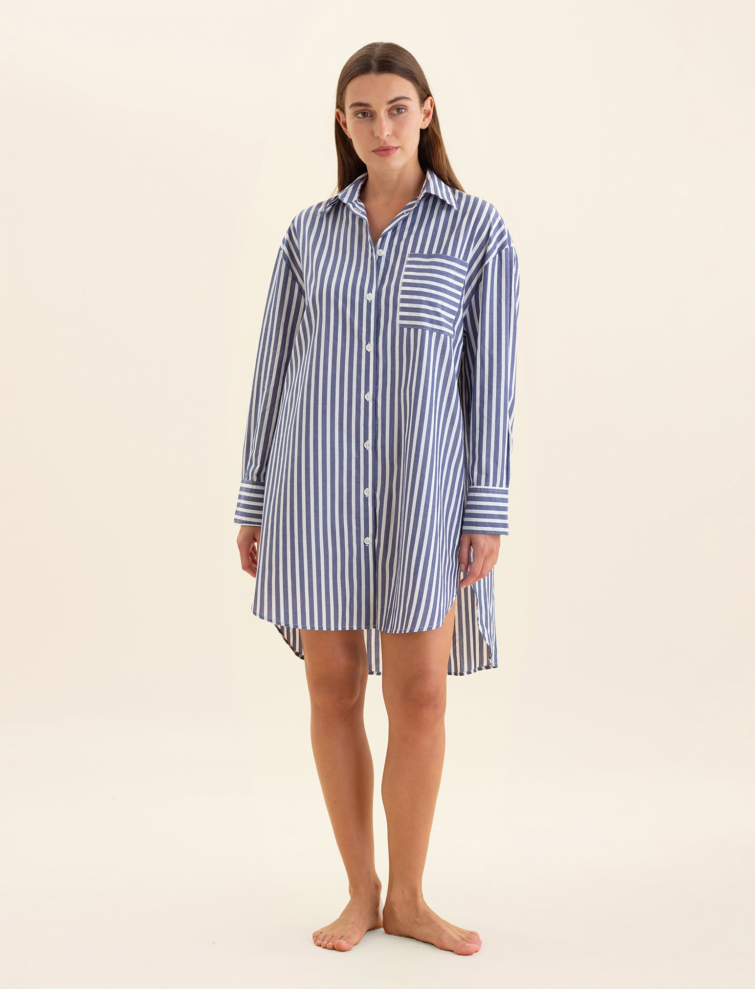 Cotton Stripe Shirting Nightshirt