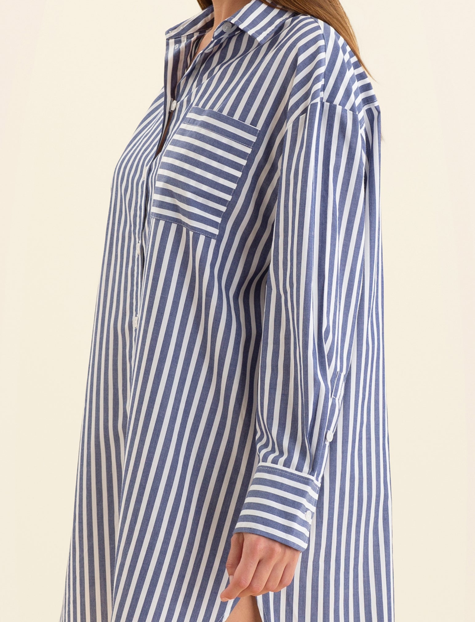 Cotton Stripe Shirting Nightshirt