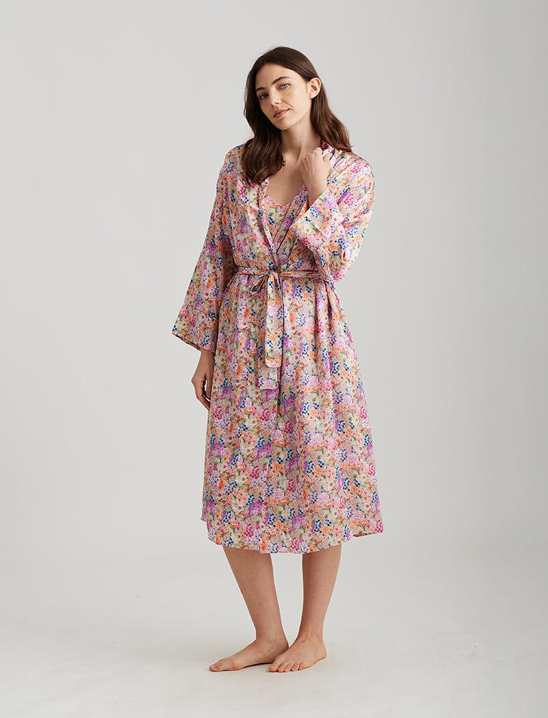 Painted Travels Silk Maxi Robe