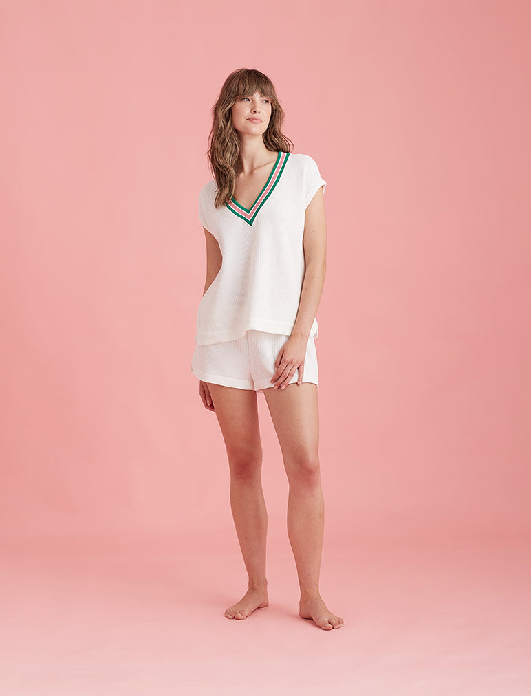 Luxe Waffle Tennis Oversized Tank