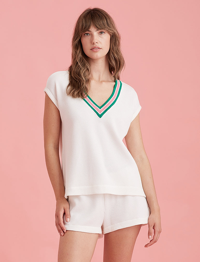 Luxe Waffle Tennis Oversized Tank