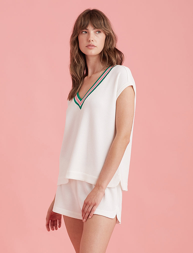 Luxe Waffle Tennis Oversized Tank