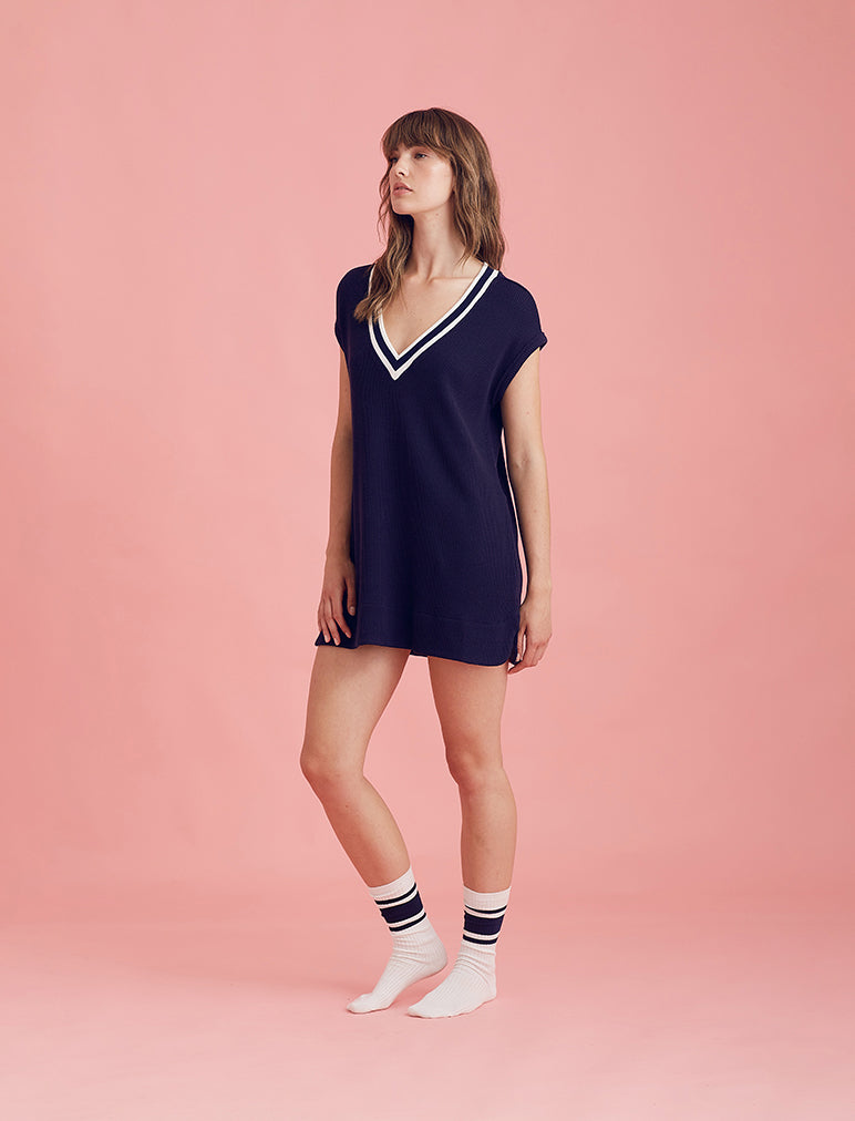 Luxe Waffle Tennis Oversized Tank Dress