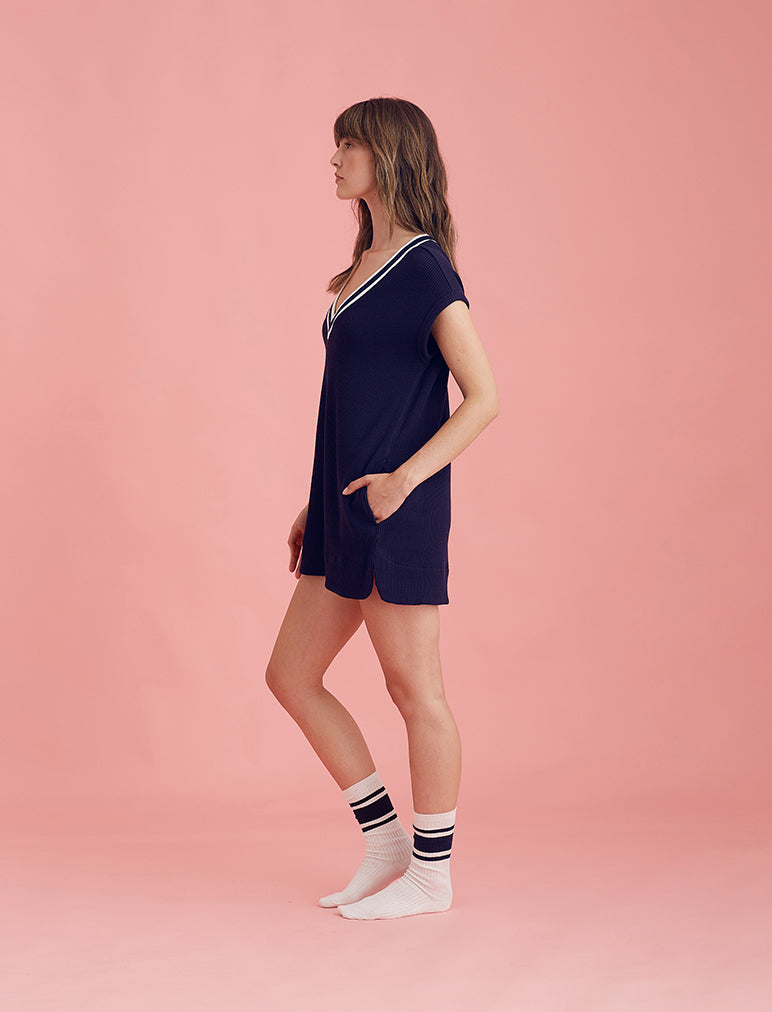 Luxe Waffle Tennis Oversized Tank Dress