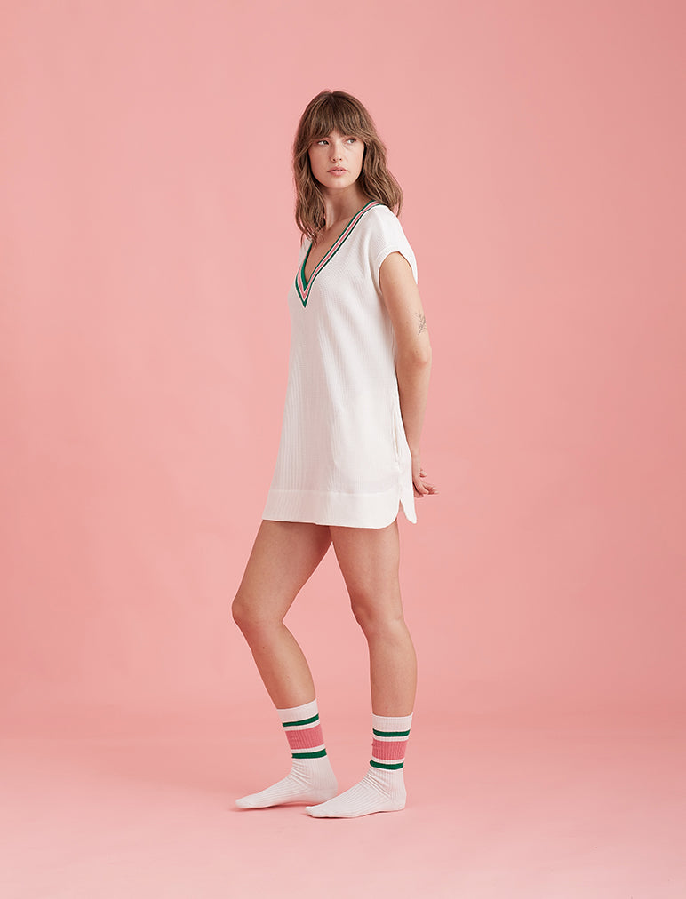 Luxe Waffle Tennis Oversized Tank Dress