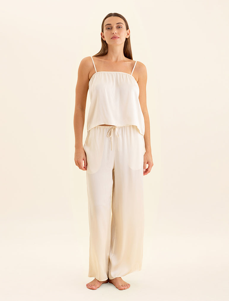 Audrey Mulberry Silk Wide Leg Pants