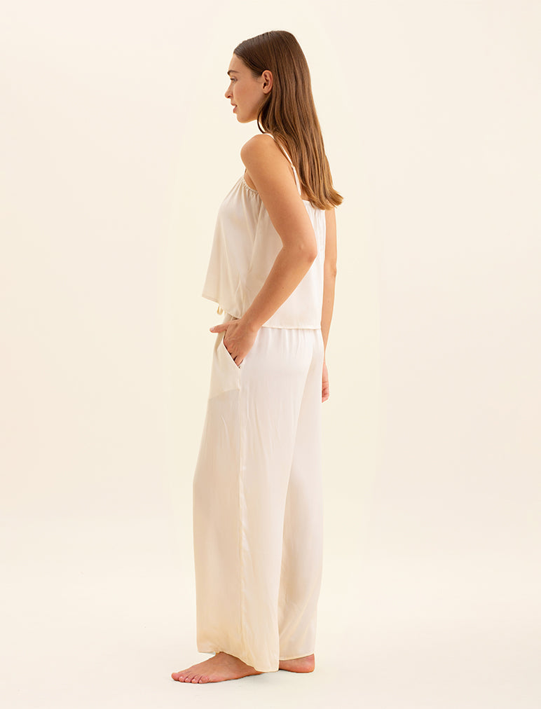 Audrey Mulberry Silk Wide Leg Pants