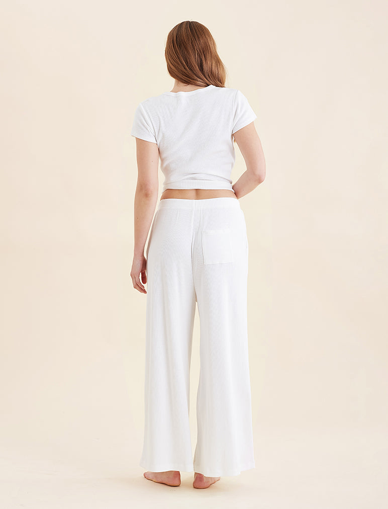 Soft Baby Rib Full Length Wide Leg Pant