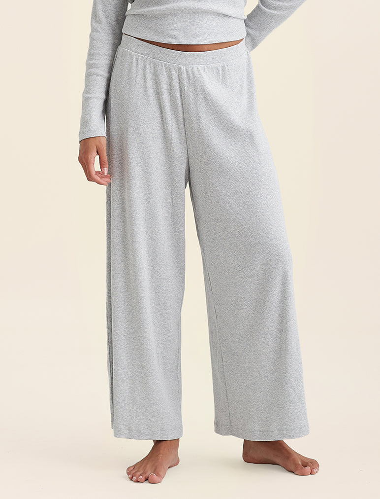 Soft Baby Rib Full Length Wide Leg Pant