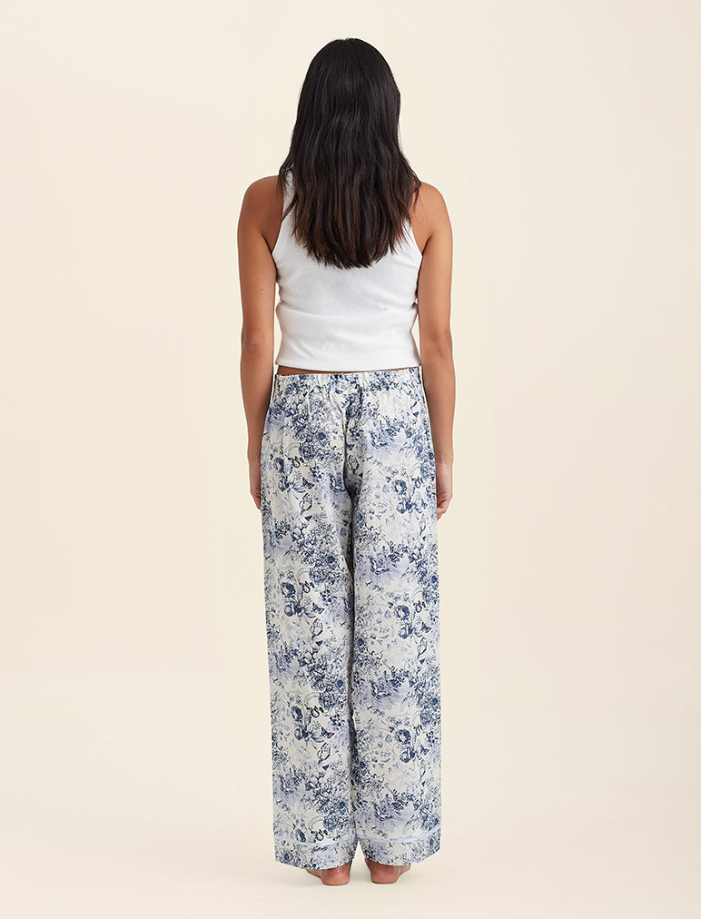 Toile De Jouy Straight Leg Full Length Pant