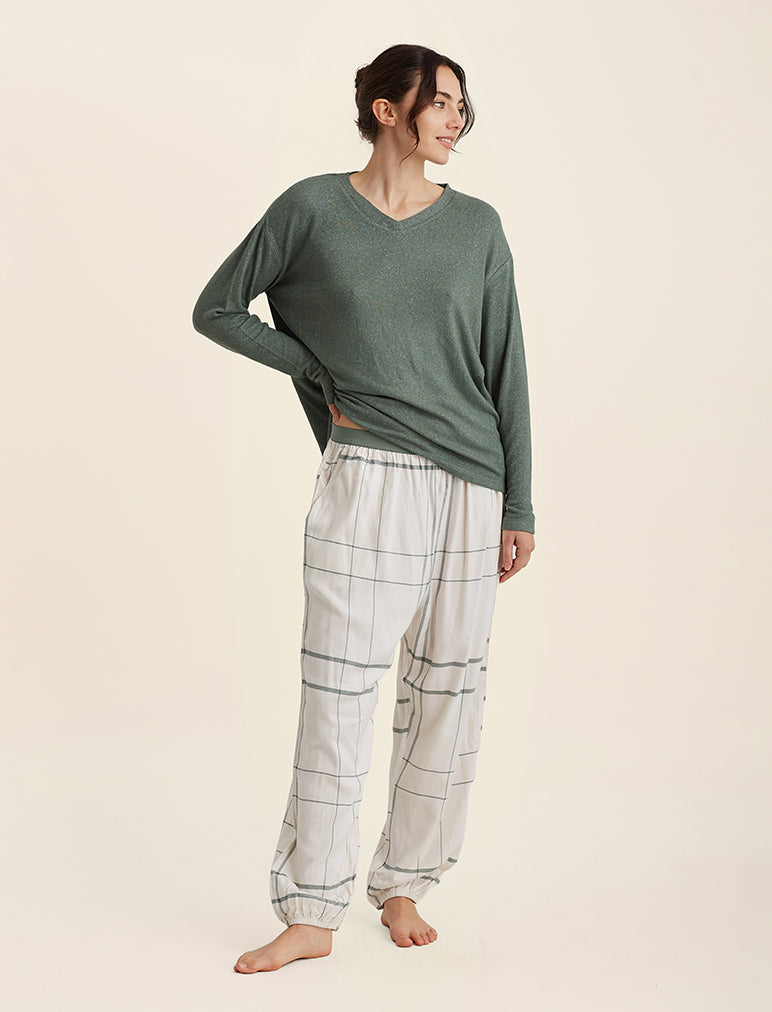 Comfy Plaid Jogger and Feather Soft Top