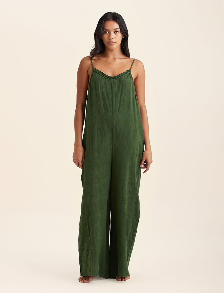 Ashley Textured Cotton Relaxed Jumpsuit