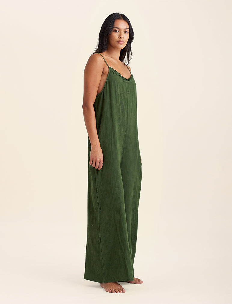 Ashley Textured Cotton Relaxed Jumpsuit