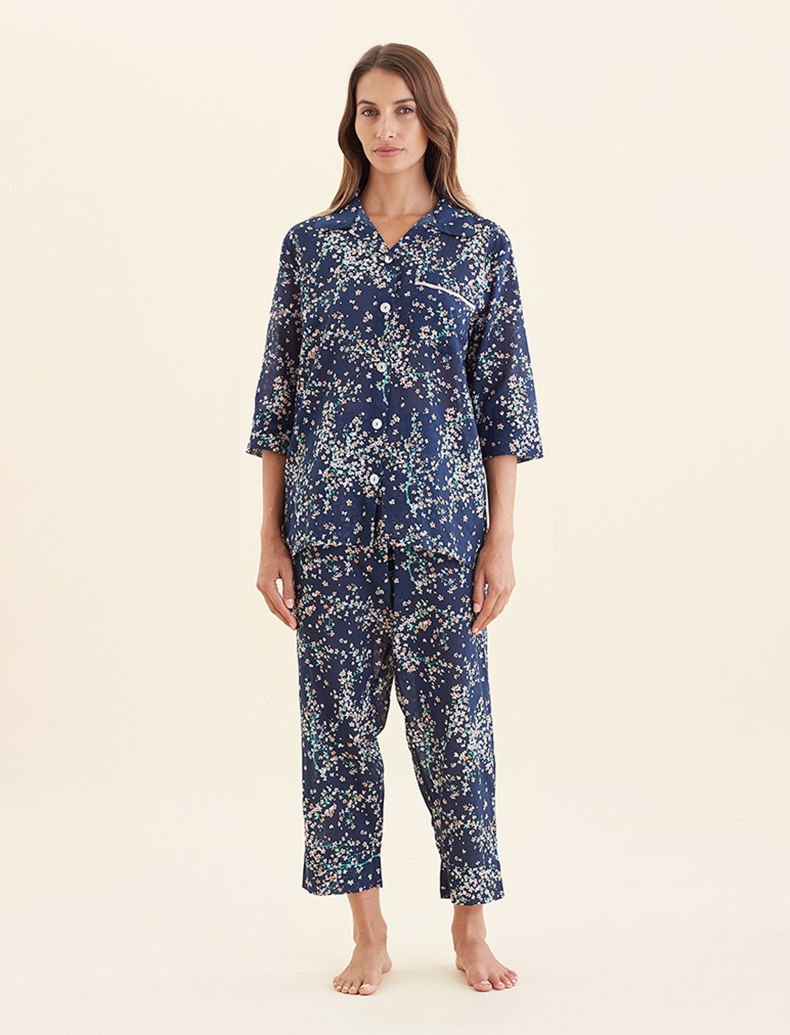 Cheri Blossom Crop PJ Set with Eye Mask