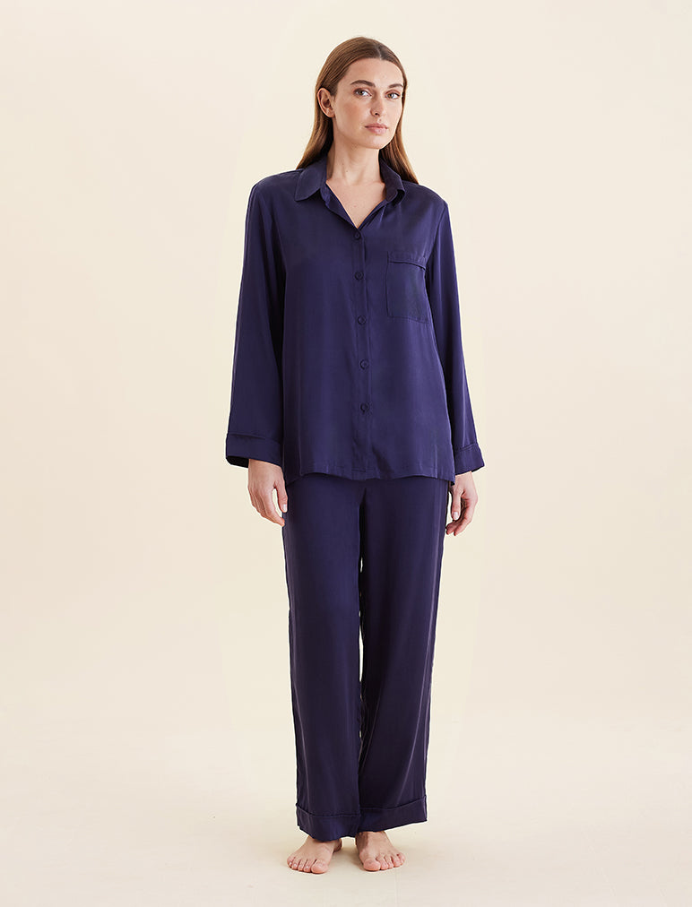 Papinelle | Pure Silk Pyjama Set in Navy – Papinelle Sleepwear-NZ