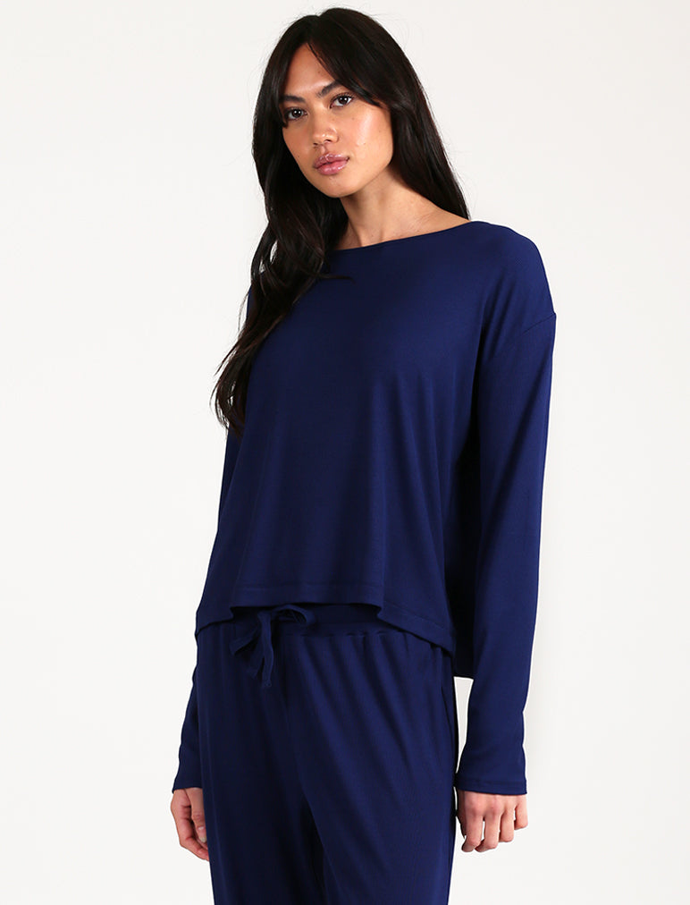 Luxe Rib Modal Boxy Long Sleeve Tee